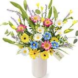 4 Bundles Artificial Daisy Flowers Bouquet Fake Wildflowers Silk Spring Floral Stems Arrangements For Home Indoor Living Room Kitchen Table Vase Wedding Party Decor