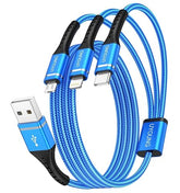 2 Pack 6FT 3 in 1 Multi Charging Cable Lightning USB C Micro USB Fast Charger Cord