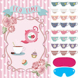 Tea Party Games: Pin The Tea Cup With 24 Pcs Stickers, Large Games Poster For Girls' Birthday Party