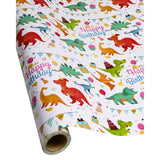 Gift Wrapping Paper Roll,Cute Dinosaurs Happy Birthday Wrapping Paper For Boys,Wrapping Paper Rolls Gift Wrap Paper Dinosaur Parties,Baby Showers,Happy Bday Wrap,17 Inch X 120 Inch Per Roll