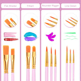 Acrylic Paint Brushes Set, 16 Packs/160 Pcs, Pink, Suitable For Acrylic, Oil, Watercolor,Rock Body Face Nail Art,Perfect Suit Of Art Painting, Best Gift For Kids Adult Drawing