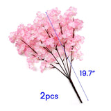 2Pack Artificial Cherry Blossom Flowers, 19.7 Inch Silk Cherry Blossom Branches Faux Pink Cherry Blossom Stems Realistic & Lifelike For Diy Garden Home Hotel Wedding Party Decor
