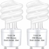 GU24 13W CFL Light Bulbs T3 Spiral 2700K Soft White 900 Lumens 60W Equivalent 2 Pack