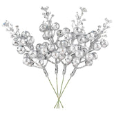 14 Pack Christmas Glitter Berries Stems, 7.8Inch Silver Artificial Christmas Picks For Christmas Tree Ornaments, Diy Xmas Wreath, Crafts, Holiday And Home Decor
