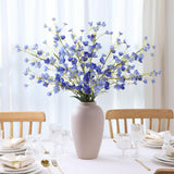 4Pcs Blue Pear Blossom Artificial Flower 37" Fake Silk Flowers With Stem Faux Flowers Bouquet For Vase Table Centerpieces Arrangements Home Decor Wedding Decorations (Blue)