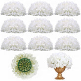 10 Pcs Hydrangea Artificial Flowers,9 Inch Fake Hydrangeas Silk White Faux Flowers Bulk For Outdoors Arrangement Valentine'S Day Wedding Centerpieces Mother'S Day Anniversary Party Home Decor