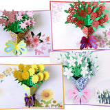 Flower Pop Up Cards 3D, Flower Greeting Card With Envelopes For All Occasions, Assorted 4 Flower Cards For Thanksgiving Birthday Christmas Valentine'S Day Gift…