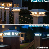 2 Pack Solar Post Lights Outdoor 2 Modes Warm Cool White Fence Deck Cap Lights