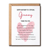Happy Birthday To A Special Grammy Card - Thank You - Birthday - Sweet Greeting - Cute Card For Grammy