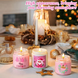 12 Pack Pink Christmas Scented Candles For Home Christmas Gifts For Women 3.5Oz Natural Soy Wax Jar Candles Include 6 Different Scents For Xmas, New Year, And Winter Decor