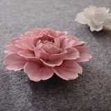 Peony Ceramic Flower Wall Décor Artificial 3D Flower Wall Art For Living Room Home Hallway Bedroom Kitchen Farmhouse Bathroom Dining Room, Pink, 3.54 Inch