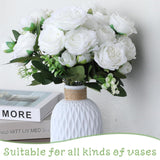 8 Bundles White Peonies Artificial Flowers, White Fake Peonies Silk Flowers With Stems Bulk Bouquet Reusable Realistic For Vase Floral Arrangements Wedding Table Decoration