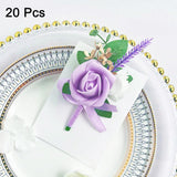 uxcell 20pcs Light Purple Boutonnieres for Men, Artificial Flower Buttonholes Pocket Corsage with Boutonnieres Pins for Wedding Bride Groom Ceremony Anniversary Formal Party