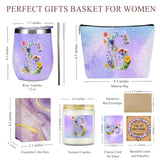 Personalized Gifts Monogrammed Birthday Gifts For Women, New Mom, Grandma Valentine'S Day Thank You Christmas, Initial Wine Tumbler Makeup Bag Scented Candle Bracelet Set, (Aesthetic Purple Flower S)