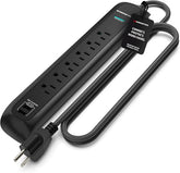 6ft Heavy Duty Black Power Strip Tower Surge Protector with USB Ports Bulk 24 Pack