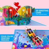 3D Pop-Up Kissing Fish Anniversary Card - Birthday, Wedding, Valentine'S Day Gift For Couples, Him, Her | Includes Envelope, Blank Note Card, Seal Stickers & Wish Cards