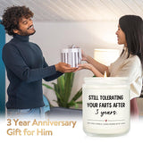 3 Year Anniversary Candle Gifts For Him Her, Funny 3Th Wedding Anniversary Romatic Gifts For Couples, Boyfriend, Girlfriend, Husband, Wife, Handmade Lavender Scented Candle 7Oz