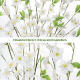 3 Pcs White Cherry Blossom Branches 39.4" Silk Flowers With Stems Long Stem Artificial Flowers For Spring Summer Indoor Decoration Faux Flower For Vase Arrangements Table Centerpiece Wedding Decor