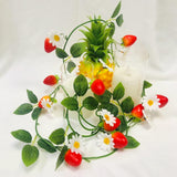 Artificial Strawberry Flower Plant Vine Strawberries White Flowers Garland For Wedding Birthday Garden Festival Indoor Decor (Strawberry Vine)