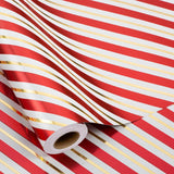 Gold Foil Stripes Wrapping Paper Mini Roll - 17 Inch X 32.8 Feet - Red & Gold Stripe Perfect For Christmas, Birthday, Holiday, Wedding, Baby Shower And All Occasions