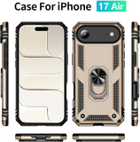 iPhone Air Case with Screen Protector and Built-in Kickstand Gold Full Body Cover