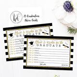 25 Graduation Advice Cards 2025 - Grad Notes, Advice And Wishes, & Words Of Wisdom Cards For Graduate In Bulk, Ideal For College And High School Graduation Games & Party (Elegant)