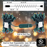 35 Led Slow Twinkle Christmas Lights, 5Mm Wide Angle Soft Glow Ul Certified 10Ft String Lights - Connect Up To 90 Sets,