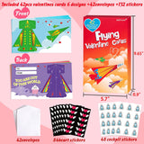 Valentines Cards For Kids Classroom: 42 Paper Airplane Cards + 42 Envelopes+ 132 Stickers Heart Crafts School Classroom Exchange Party Gift Favor