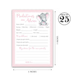 Pink Elephant Prediction And Advice Cards - Pack Of 25 - Girl Baby Shower Games, New Parents, Mom & Dad To Be Mommy & Daddy Message, Couples Coed Shower Activity Keepsake Book Pink Polka Dot G500-Pdav