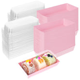 100 Pack Paper Charcuterie Boxes With Clear Lids, Disposable Kraft Sandwich Boxes Food Containers To Go Mini Treat Boxes For Bakery, Desserts, Sushi, Fruits, Cookies, Valentine'S Day (Pink)