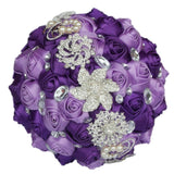 Wedding Bouquets Crystal Satin Rose Bride Bridal Bouquet Romantic Bridesmaid Holding Flower For Valentine'S Day Confession Party Church Decor (Purple Lavender)