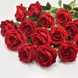 Wine Red Fake Roses Artificial Flowers 10 Pcs Real Touch Silk Faux Roses With Long Stems For Home Wedding Hotel Office Centerpiece Decor
