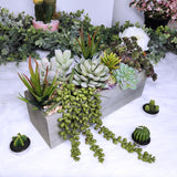 Artificial Potted Succulents Plants Arrangement Fake Succulent Plants In Rectangular Wooden Pot Arrangement For Table Centerpiece Windowsill Greenery Decor