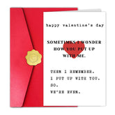 Happy Valentine’S Day Card For Husband Men, Funny Valentines Day Card From Wife Women, We’Re Even
