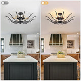 31.5 Inch Black Farmhouse Chandelier 6 Light Semi Flush Mount Ceiling Fixture