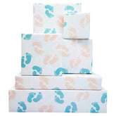 Baby Feet Wrapping Paper 6 Pc Blue Pink Footprints Wrap Paper Folded Flat For Boy Girl Infant Baby Shower Birthday Holiday Party 19.6 X27.8Inch
