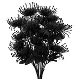 6Pcs Black Artificial Fake Mums Halloween Fall Faux Pincushion Flower Spider Mum Flower For Holiday Table Centerpiece Home Party Decoration