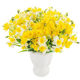 12 Pack Artificial Daffodils Fake Silk Narcissus Flowers Uv Resistant Indoor Outdoor Home Decor Realistic Yellow White Bouquet For Wedding Centerpiece