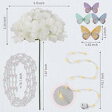 64Pcs Artificial Hydrangea Flowers With Stems, Silk Hydrangea Heads With Led Decorative Lights, Crystal Strings & Butterfly Accents For Wedding Centerpieces And Home Decor(64, Ivory)