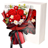 Crochet Flowers Bouquet, Crochet Roses Knitted Flower Bouquet For Valentine'S Day, Mother'S Day, For Girlfriend, Wife, Lover, Mom, Red