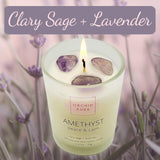 Soy Candles With Healing Crystals. Citrine, Rose Quartz, Amethyst Crystal. Eucalyptus + Lemongrass, Jasmine + Sandalwood, Clary Sage + Lavender. 3Pc Scented Candle Set, 2.47Oz Each