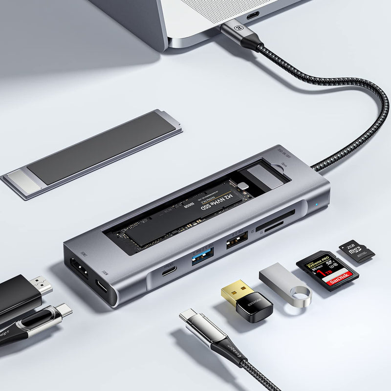 8 In 1 Usb C Hub With M.2 Nvme Ssd Enclosure 10Gbps, Docking Station With 4K H