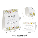 How Many Kisses Bridal Shower Game, (1 Standing Sign + 50 Guessing Cards), Wildflowers Guessing Cards, Love Is In Bloom Decor, How Many Candies Baby Shower Game, Wedding Games For Guests-Gk04