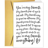 Romantic Poem Anniversary Card For Men, Birthday Card For Boyfriend Husband, Love Card For Him, You Are My Favorite Everything