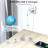 3 Pack 20W USB C Fast Charger with 6FT USB C Cable for iPhone 17 16 15 iPad Wall Charger
