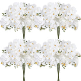 12 Pcs 32 Inch Artificial Phalaenopsis Flowers White Artificial Orchid Flowers Stem Plants Natural Large Bloom Orchids 7 Blooms Fake Phalaenopsis Flower Bulk For Home Office Wedding Decoration