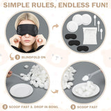6 Sets Baby Shower Games Funny Baby Shower Blindfolded Games Cotton Craze Challenge, 6 Black Blindfolds 6 Disposable Spoons Plates 2 Pack Cotton Ball For Adult Gender Reveal Party Supplies