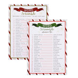 Christmas Word Scramble Game - 50 5X7 In Red, Green & White Traditional - Includes 2 Answer Keys & Adult Christmas Activity Sheets - Family Reunion Unscramble Words & Party Activity