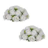 White Flower Balls For Centerpieces: 2Pc 11.8 Inch Artificial Rose Floral Arrangement Bouquet Wedding Dinning Table Decoration - Easy Use Kissing Ball For Home Party Baby Shower Decor