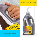 Burnt Umber Acrylic Paint: 1 L /33.8 Oz Satin Liquid Paint With Pump Lid - Soft Body Art Paints For Canvas, Studio, School, Wall & Poured Paintings